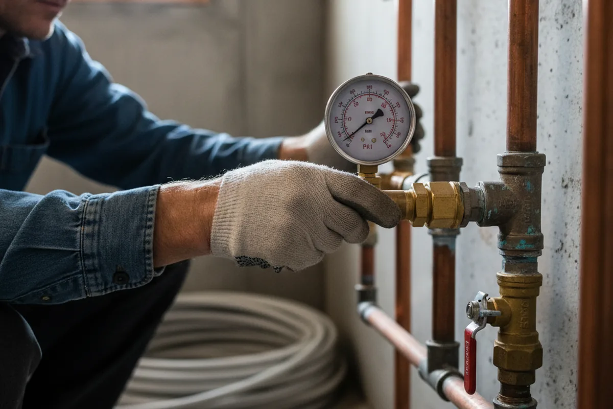 Pressure testing a repaired line during Water Line Repair in Harveysburg